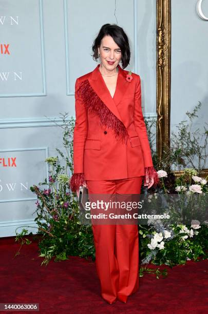 Olivia WIlliams attends "The Crown" Season 5 World Premiere at Theatre Royal Drury Lane on November 08, 2022 in London, England.