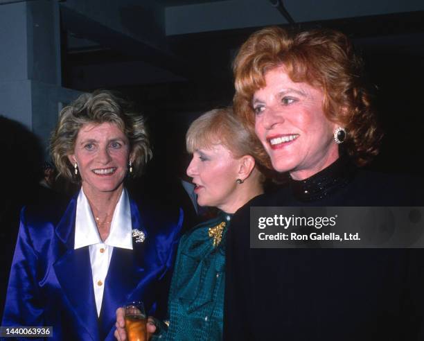 Sisters Jean Kennedy Smith and Patricia Kennedy Lawford and actor Joanne Woodward attend a premiere party for 'Full Moon in Blue Water' at Sfuzzi...