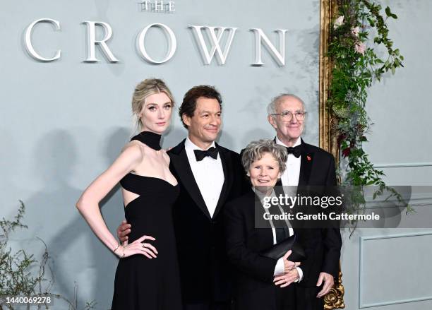 Elizabeth Debicki, Dominic West, Imelda Staunton and Jonathan Pryce attend "The Crown" Season 5 World Premiere at Theatre Royal Drury Lane on...