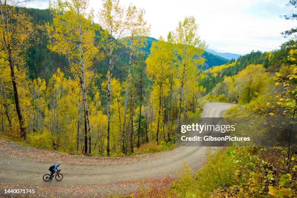 october gravel road bicycle ride - gravel stock pictures, royalty-free photos & images