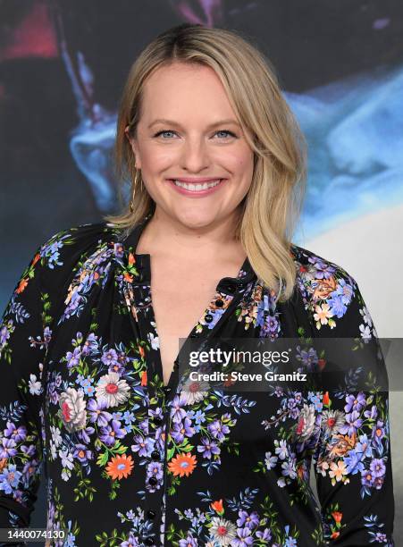 Elisabeth Moss arrives at the Season 5 Finale Event Of Hulu's "The Handmaid's Tale" at Academy Museum of Motion Pictures on November 07, 2022 in Los...