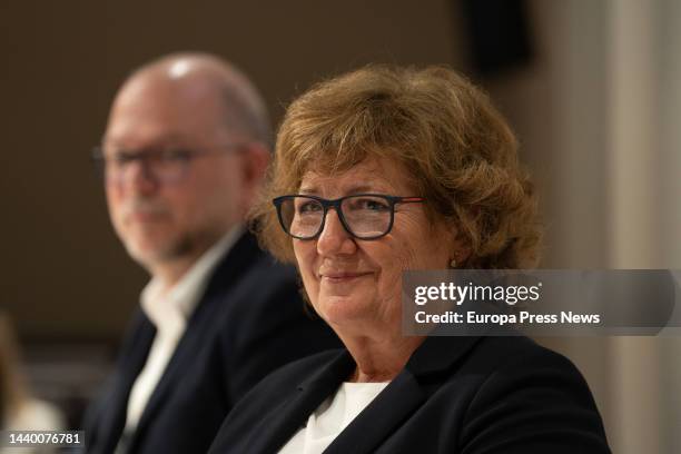 Journalist Olga Viza receives the Oficio de Periodista 2022 award at the Colegi de Periodistes, on November 8 in Barcelona, Catalonia, Spain. The...