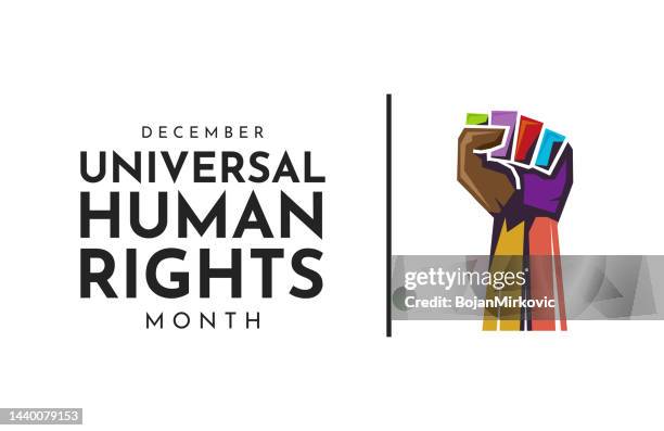 universal human rights month karte, poster, dezember. vektor - menschenrechte stock-grafiken, -clipart, -cartoons und -symbole