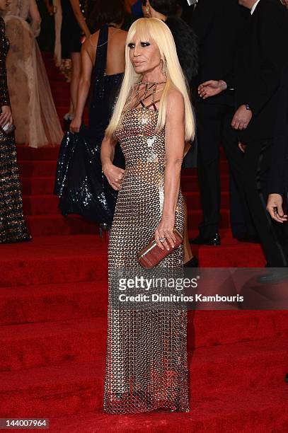 Donatella Versace attends the "Schiaparelli And Prada: Impossible Conversations" Costume Institute Gala at the Metropolitan Museum of Art on May 7,...