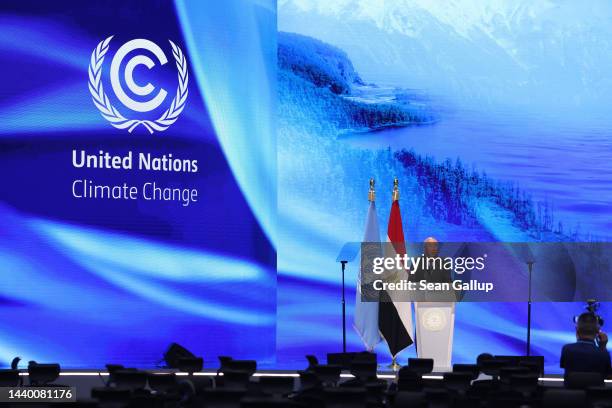 Chinese climate envoy Xie Zhenhua speaks during the Sharm El-Sheikh Climate Implementation Summit of the UNFCCC COP27 climate conference on November...