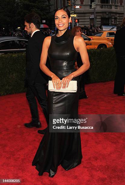 Rosario Dawson attends the "Schiaparelli And Prada: Impossible Conversations" Costume Institute Gala at the Metropolitan Museum of Art on May 7, 2012...