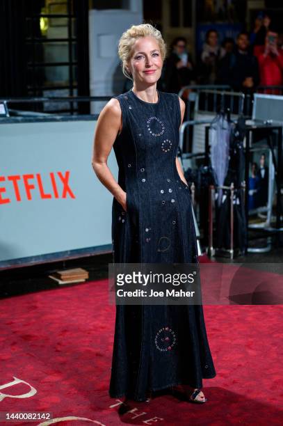 Gillian Anderson attends "The Crown" season 5 world premiere at Theatre Royal Drury Lane on November 08, 2022 in London, England.