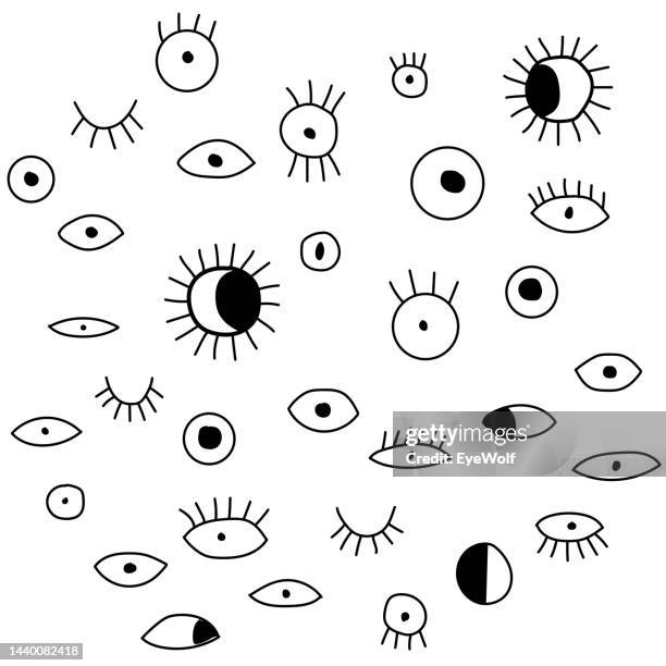 eyes. modern hand drawn illustration of eyes and eyelashes. - eye icon imagens e fotografias de stock