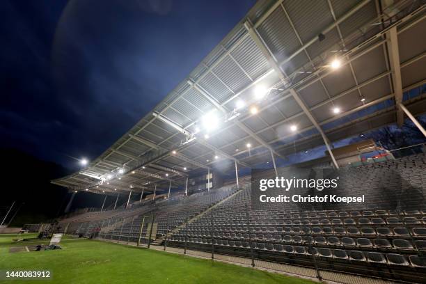 General view inside the stadium prior to the 3. Liga match between Borussia Dortmund II and Viktoria Köln at Stadion am Zoo on November 08, 2022 in...