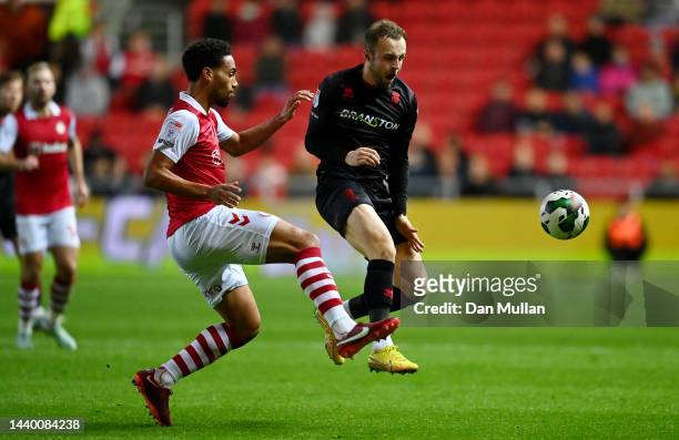 Charles Vernam of Lincoln City is fouled by Zak Vyner of Bristol City during the Carabao Cup Third Round match between Bristol City and Lincoln City...