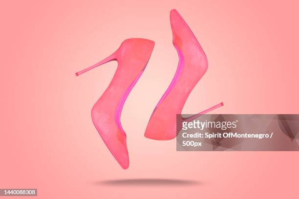 beautiful baby pink high heels against pink background - pink shoe bildbanksfoton och bilder