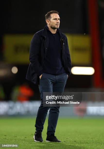 Frank Lampard, Manager of Everton looks dejected following their side's defeat in the Carabao Cup Third Round match between AFC Bournemouth and...