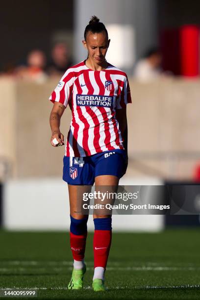 Virginia Torrecilla of Atletico de Madrid women looks on during Liga F match between Atletico de Madrid women and Sporting de Huelva women at Wanda...