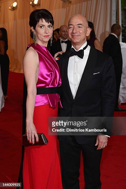 Mackenzie Bezos and Jeff Bezos, founder and chief executive officer of Amazon.com attend the "Schiaparelli And Prada: Impossible Conversations"...