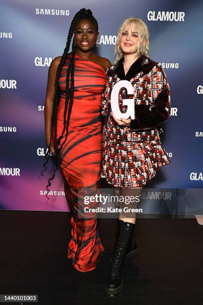 Clara Amfo and Anne-Marie pose with the Musician of the year award in the winners room at the Glamour Women of the Year Awards 2022 at Outernet...