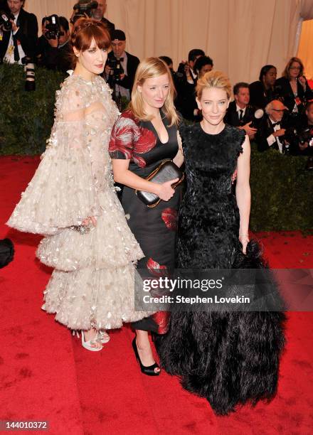 Florence Welch, Sarah Burton and Cate Blanchett attend the "Schiaparelli And Prada: Impossible Conversations" Costume Institute Gala at the...