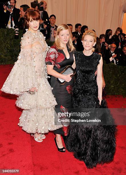 Florence Welch, Sarah Burton and Cate Blanchett attend the "Schiaparelli And Prada: Impossible Conversations" Costume Institute Gala at the...