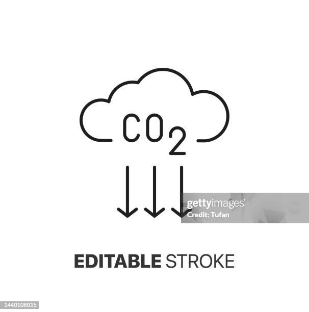 ilustrações de stock, clip art, desenhos animados e ícones de co2 icon. carbon dioxide, co2 emissions and global ecology flat vector - carvão