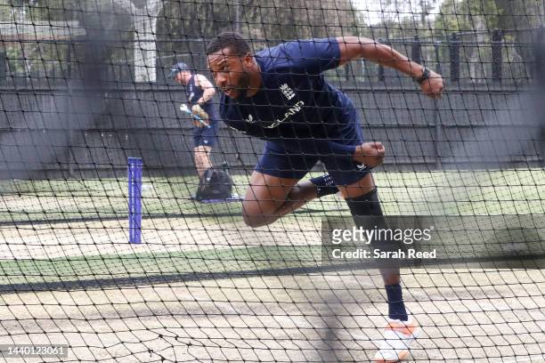 Chris Jordan during a England T20 World Cup squad training session at Adelaide Oval on November 09, 2022 in Adelaide, Australia.