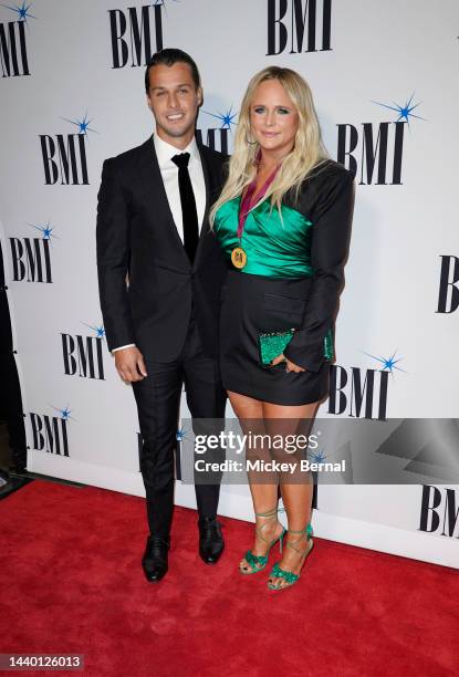 Brendan McLoughlin and Miranda Lambert attend the 2022 BMI Country Awards at BMI on November 08, 2022 in Nashville, Tennessee.