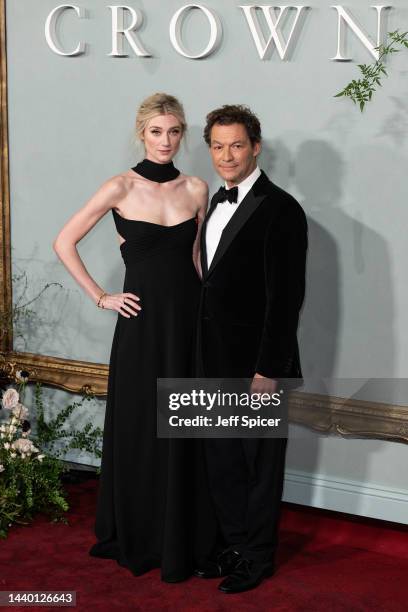 Elizabeth Debicki and Dominic West attend "The Crown" Season 5 World Premiere at Theatre Royal Drury Lane on November 08, 2022 in London, England.