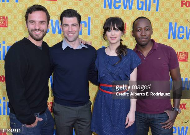 Actors Jake M. Johnson, Max Greenfield, Zooey Deschanel and Lamorne Morris arrive to The Academy of Television Arts & Sciences' screening of Fox's...