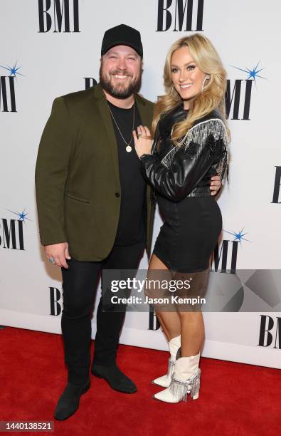 Mitchell Tenpenny and Meghan Patrick attend the 2022 BMI Country Awards at BMI on November 08, 2022 in Nashville, Tennessee.