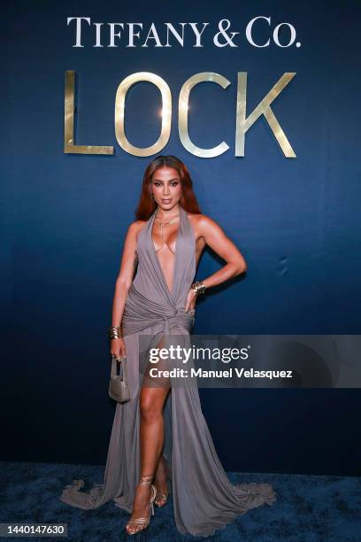 Anitta poses for a photo during the launching event of 'The Lock Collection' by Tiffany & Co. At Torre Cuarzo on November 08, 2022 in Mexico City,...