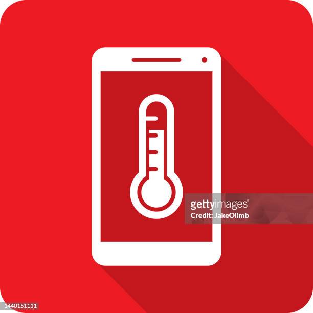 温度計スマートフォンアイコンシルエット - 発熱点のイラスト素材／クリップアート素材／マンガ素材／アイコン素材