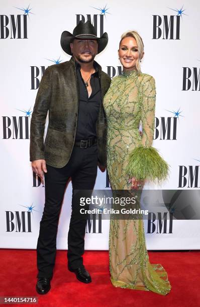 Jason Aldean and Brittany Aldean attend the 2022 BMI Country Awards at BMI on November 08, 2022 in Nashville, Tennessee.