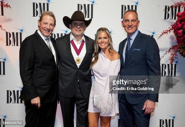 Vice President Creative, Clay Bradley, Rhett Akins, Sonya Akins and BMI President and CEO Mike O'Neill attend the 2022 BMI Country Awards at BMI on...