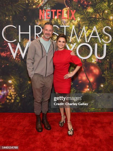 Freddie Prinze Jr. And Rachael Leigh Cook attend the ''Christmas With You'' special screening at The Bay Theater on November 08, 2022 in Pacific...