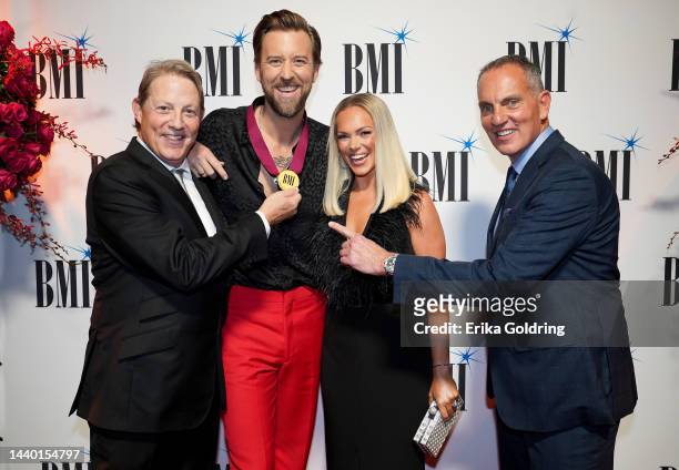 Vice President Creative Clay Bradley, Charles Kelley of Lady A, Cassie Kelley and BMI President and CEO Mike O'Neill attend the 2022 BMI Country...
