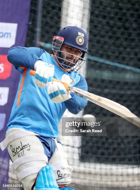 Rishabh Pant during a India T20 World Cup squad training session at Adelaide Oval on November 09, 2022 in Adelaide, Australia.