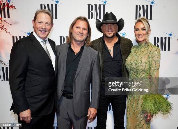 Vice President Creative, Clay Bradley, Jason Aldean and Brittany Aldean attend the 2022 BMI Country Awards at BMI on November 08, 2022 in Nashville,...