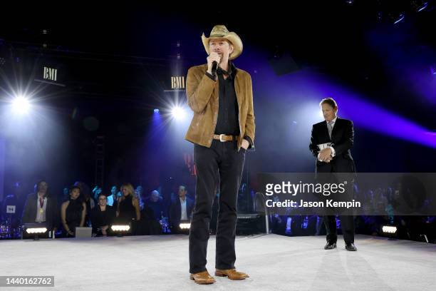 Toby Keith performs onstage for the BMI Icon Award during the 2022 BMI Country Awards at BMI on November 08, 2022 in Nashville, Tennessee.