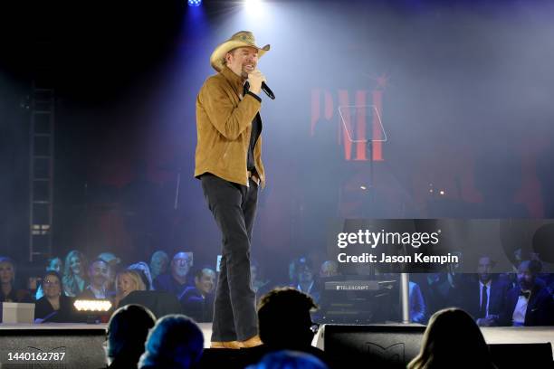 Toby Keith performs onstage for the BMI Icon Award during the 2022 BMI Country Awards at BMI on November 08, 2022 in Nashville, Tennessee.