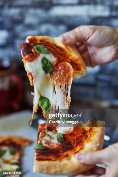 homemade margherita pizza - pizza margherita imagens e fotografias de stock
