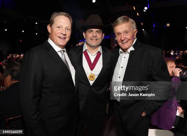 Vice President Creative, Clay Bradley, Rhett Akins and Bill Anderson attends the 2022 BMI Country Awards at BMI on November 08, 2022 in Nashville,...