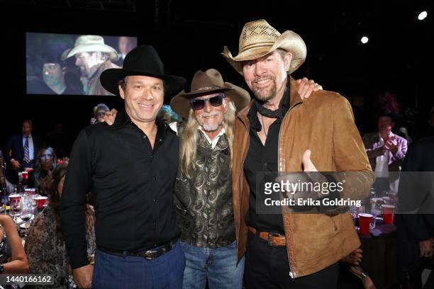 Scotty Emerick, Dean Dillon and Toby Keith attend the 2022 BMI Country Awards at BMI on November 08, 2022 in Nashville, Tennessee.