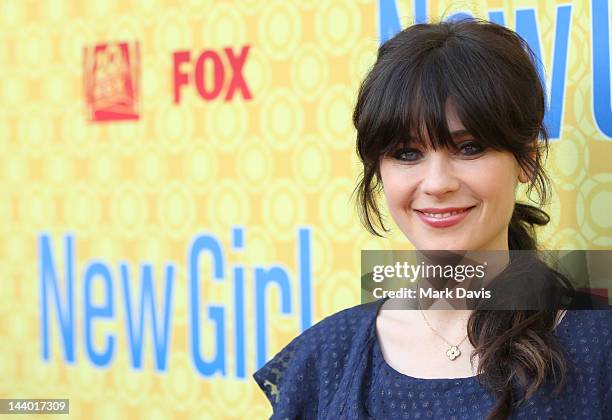 Actress Zooey Deschanel arrives to The Academy of Television Arts & Sciences' screening of Fox's 'New Girl' at Leonard H. Goldenson Theatre on May 7,...