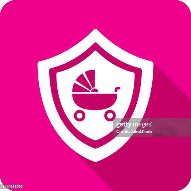 shield baby stroller icon silhouette - nanny vector stock illustrations