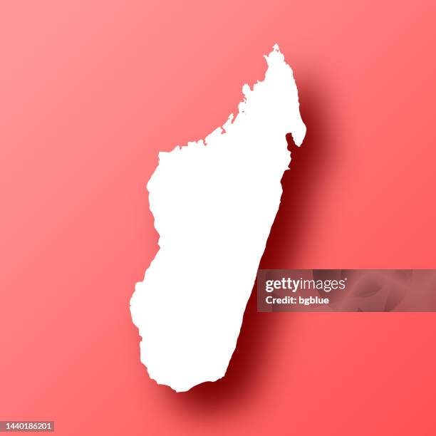 madagascar map on red background with shadow - antananarivo stock illustrations