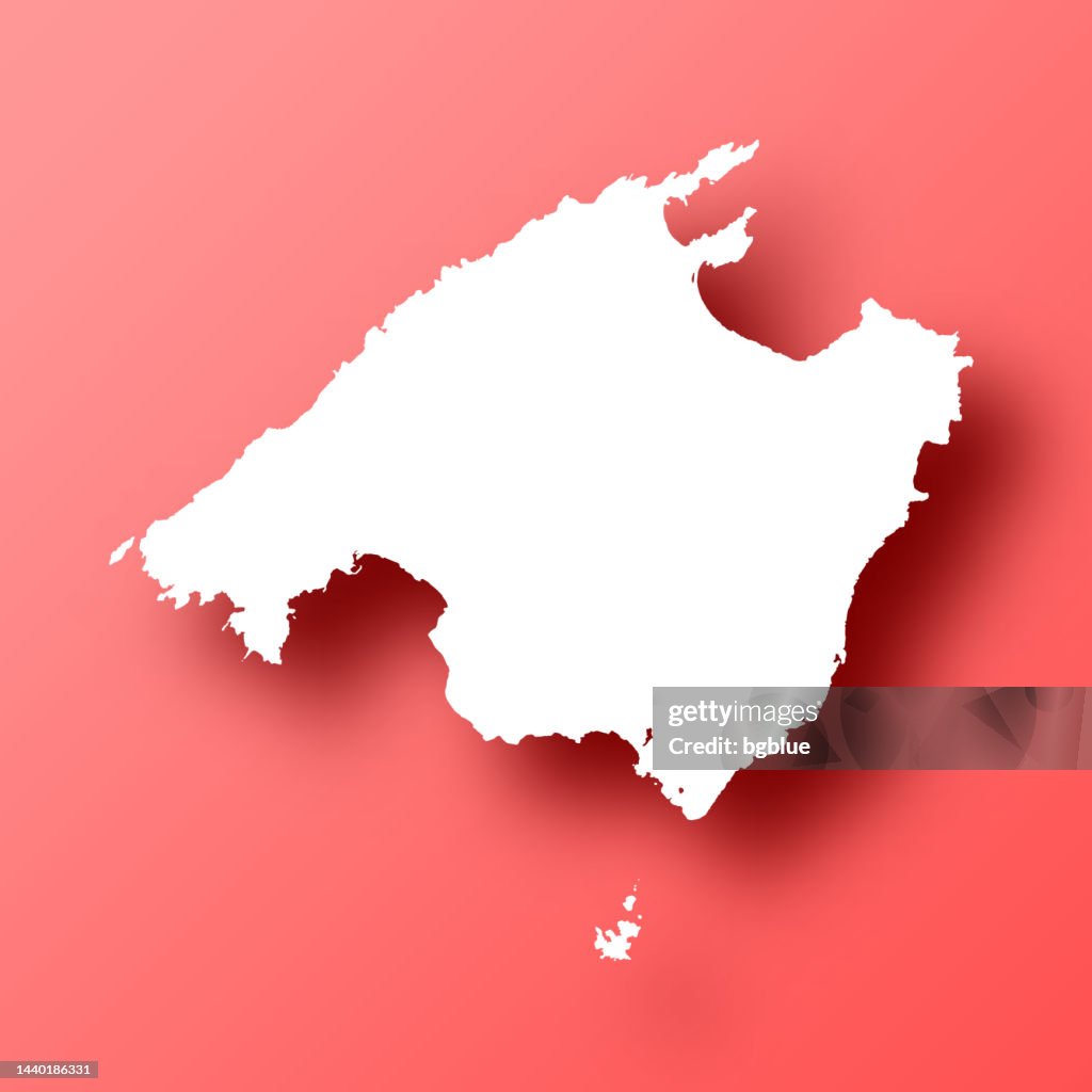 Majorca Vector Majorca Map On Red Background With Shadow High-Res Vector Graphic ...