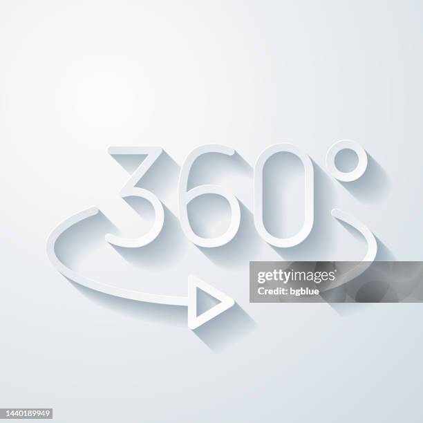 360 degree rotation. icon with paper cut effect on blank background - full circle tour stock illustrations