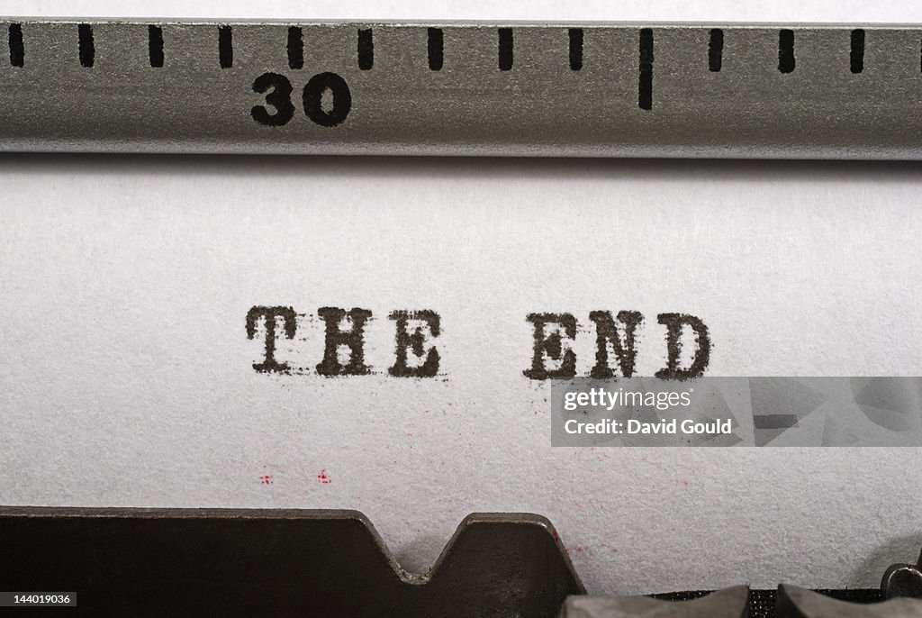 'The end', typed on an old manual typewriter