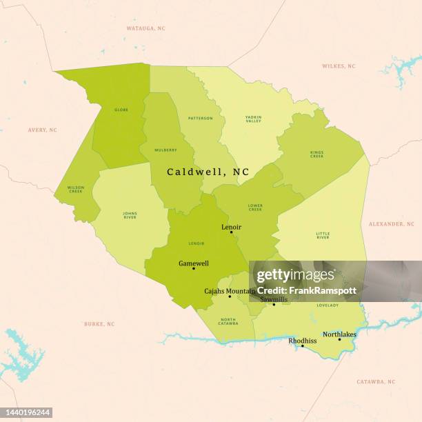 nc caldwell county vector map green - sawmill stock illustrations