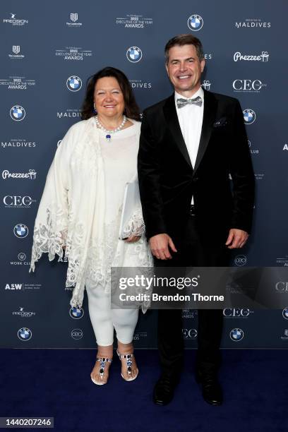 Gina Rinehart and Garry Korte attend the CEO Magazine 2022 Executive Of The Year Awards on November 09, 2022 in Sydney, Australia.