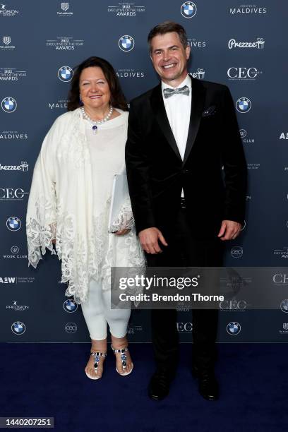 Gina Rinehart and Garry Korte attend the CEO Magazine 2022 Executive Of The Year Awards on November 09, 2022 in Sydney, Australia.