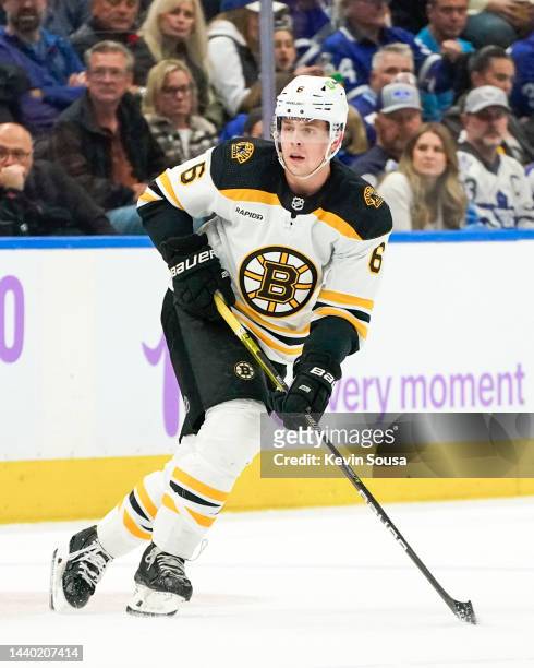 Mike Reilly of the Boston Bruins skates against the Toronto Maple Leafs during the first period at the Scotiabank Arena on November 5, 2022 in...
